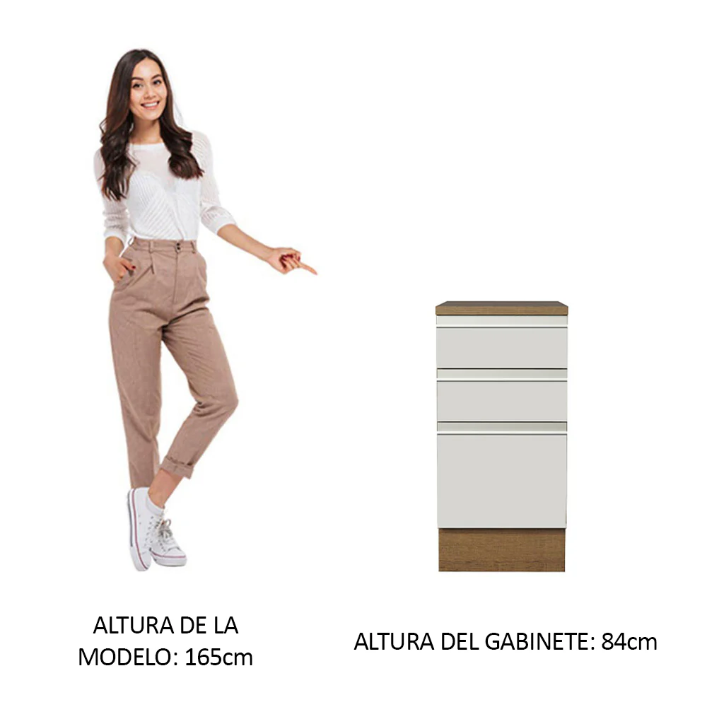Bajo Mesada Madesa Glamy 40 x 60 cm 3 Cajones (Con Mesada) Marrón/Blanco - Image 3