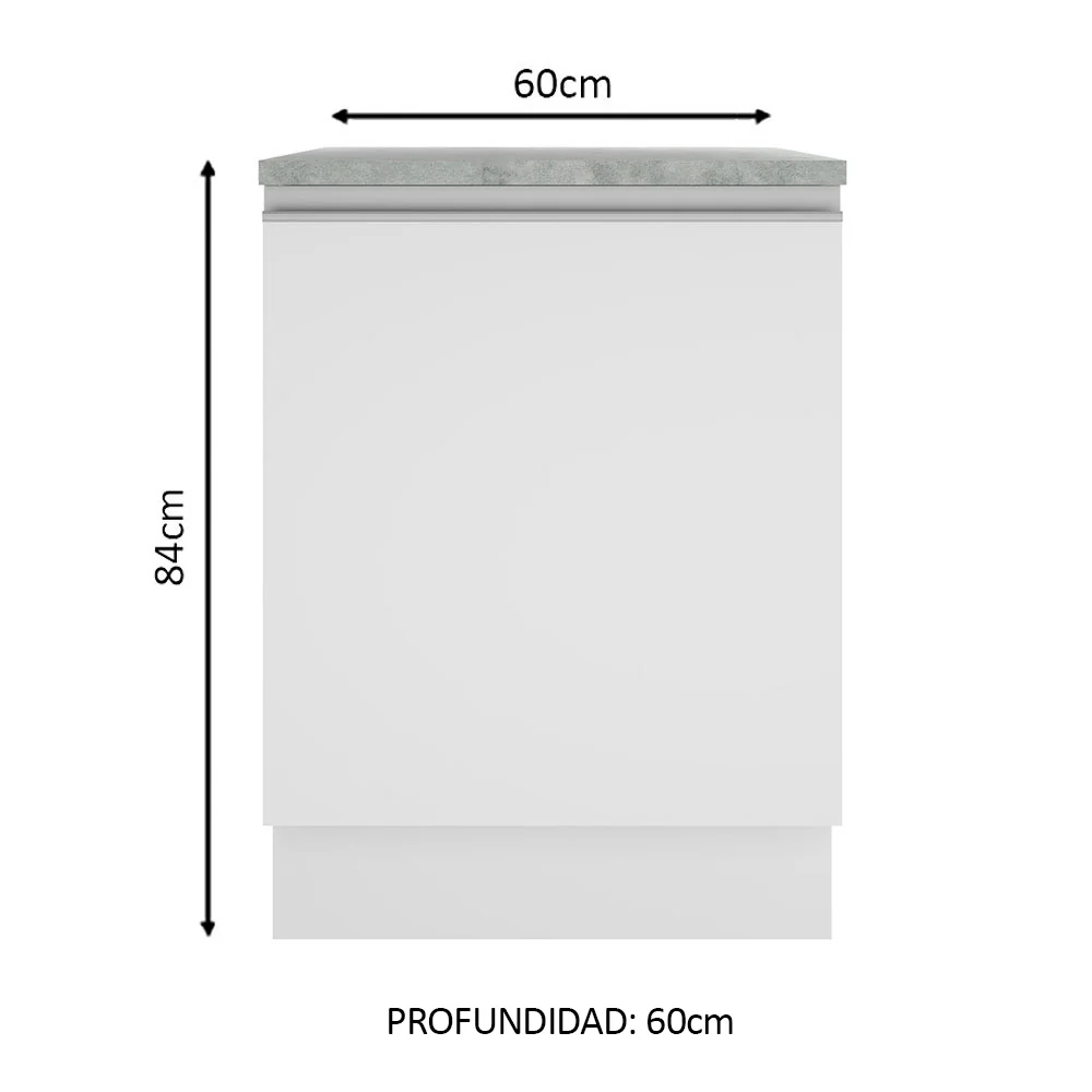 Bajo Mesada Madesa Glamy 60 x 60 cm 1 Puerta (Con Mesada) Blanco - Image 2