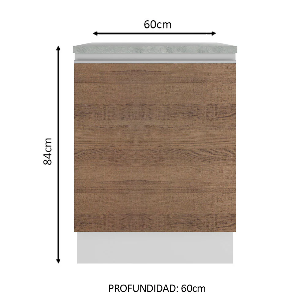 Bajo Mesada Madesa Glamy 60 x 60 cm 1 Puerta (Con Mesada) Blanco/Marrón - Image 2