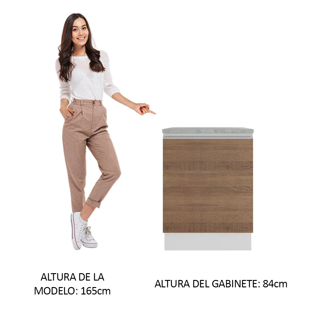 Bajo Mesada Madesa Glamy 60 x 60 cm 1 Puerta (Con Mesada) Blanco/Marrón - Image 3