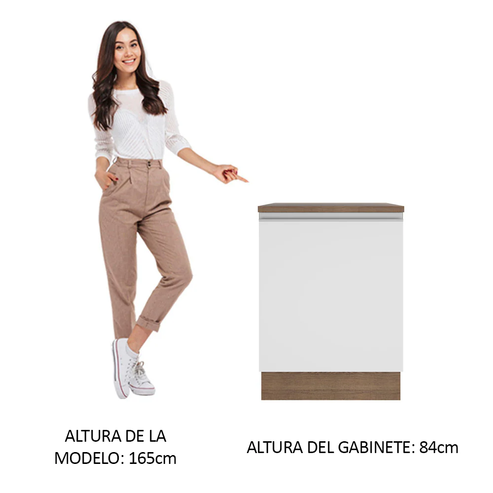 Bajo Mesada Madesa Glamy 60 x 60 cm 1 Puerta (Con Mesada) Marrón/Blanco - Image 3