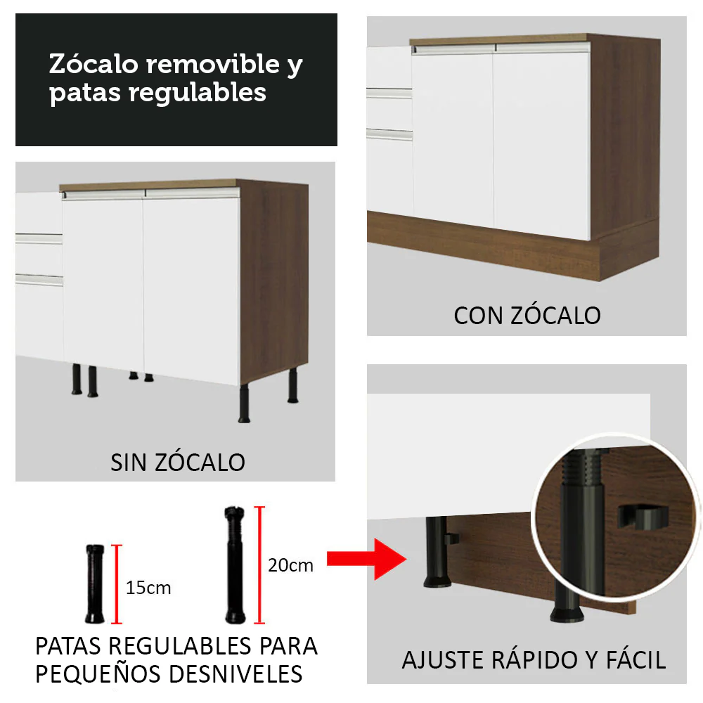 Bajo Mesada Madesa Glamy 80 cm 2 Puertas Marrón/Blanco - Image 8