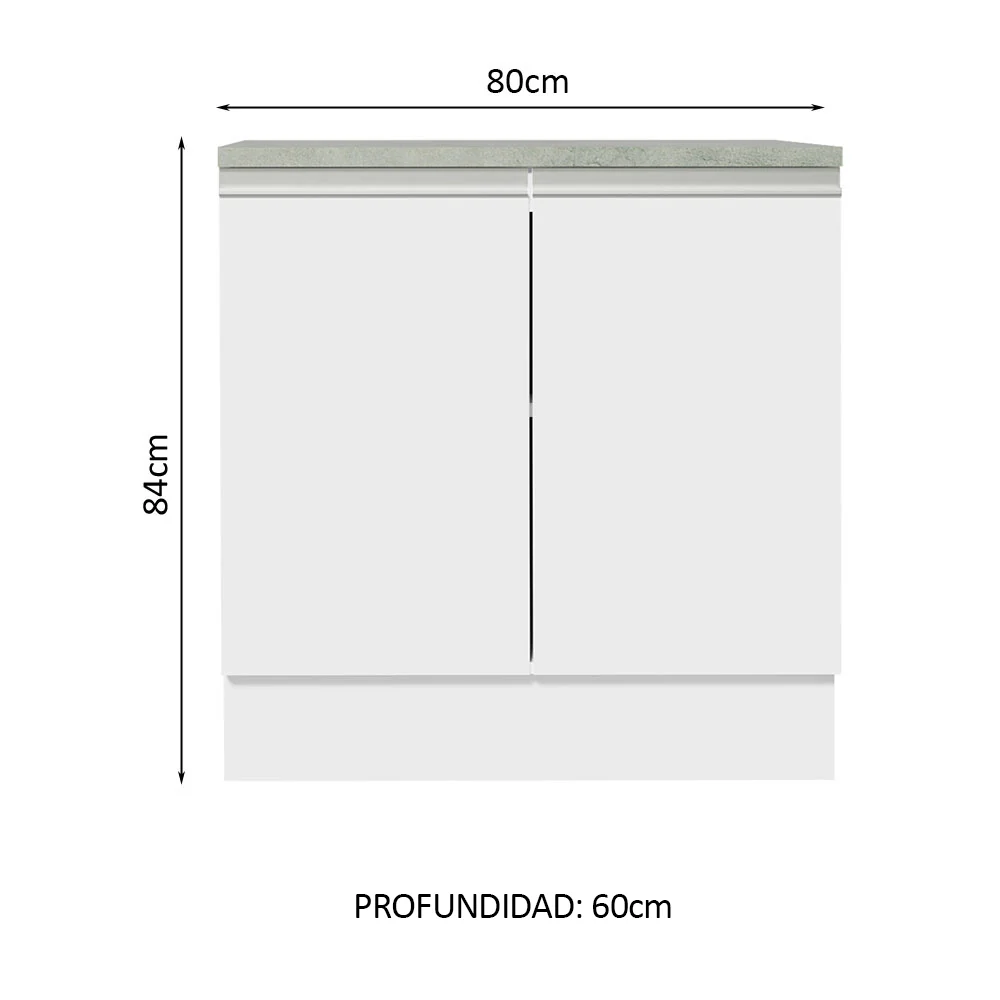 Bajo Mesada Madesa Glamy 80 x 60 cm 2 Puertas (Con Mesada) Blanco - Image 2