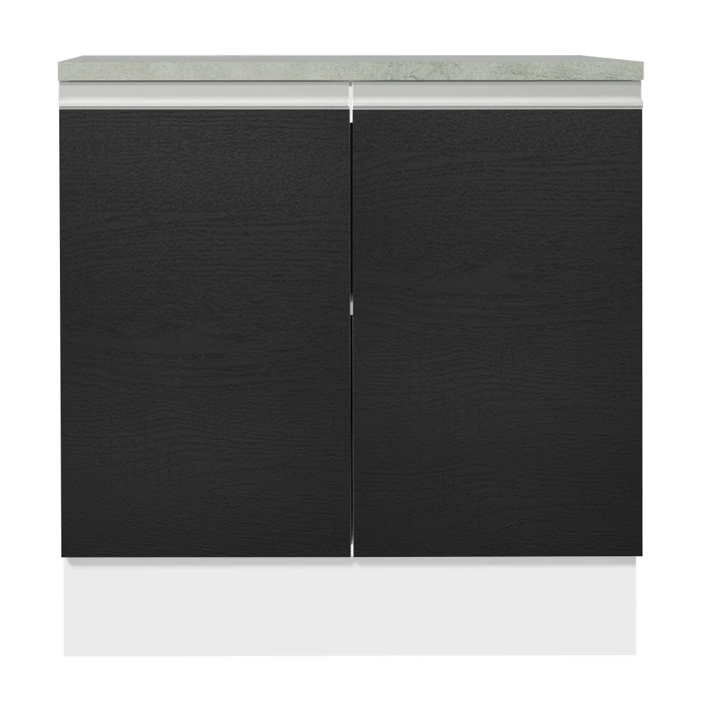 Bajo Mesada Madesa Glamy 80 x 60 cm 2 Puertas (Con Mesada) Blanco/Negro - Image 6
