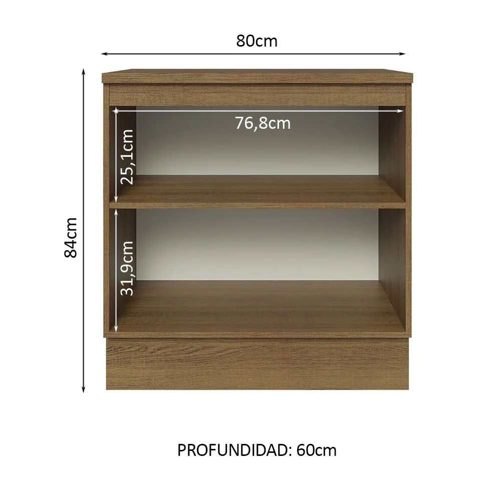 Bajo Mesada Madesa Glamy 80 x 60 cm 2 Puertas (Con Mesada) Marrón/Blanco - Image 3