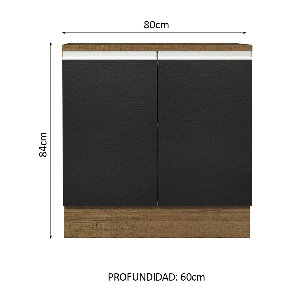 Bajo Mesada Madesa Glamy 80 x 60 cm 2 Puertas (Con Mesada) Marrón/Negro - Image 2
