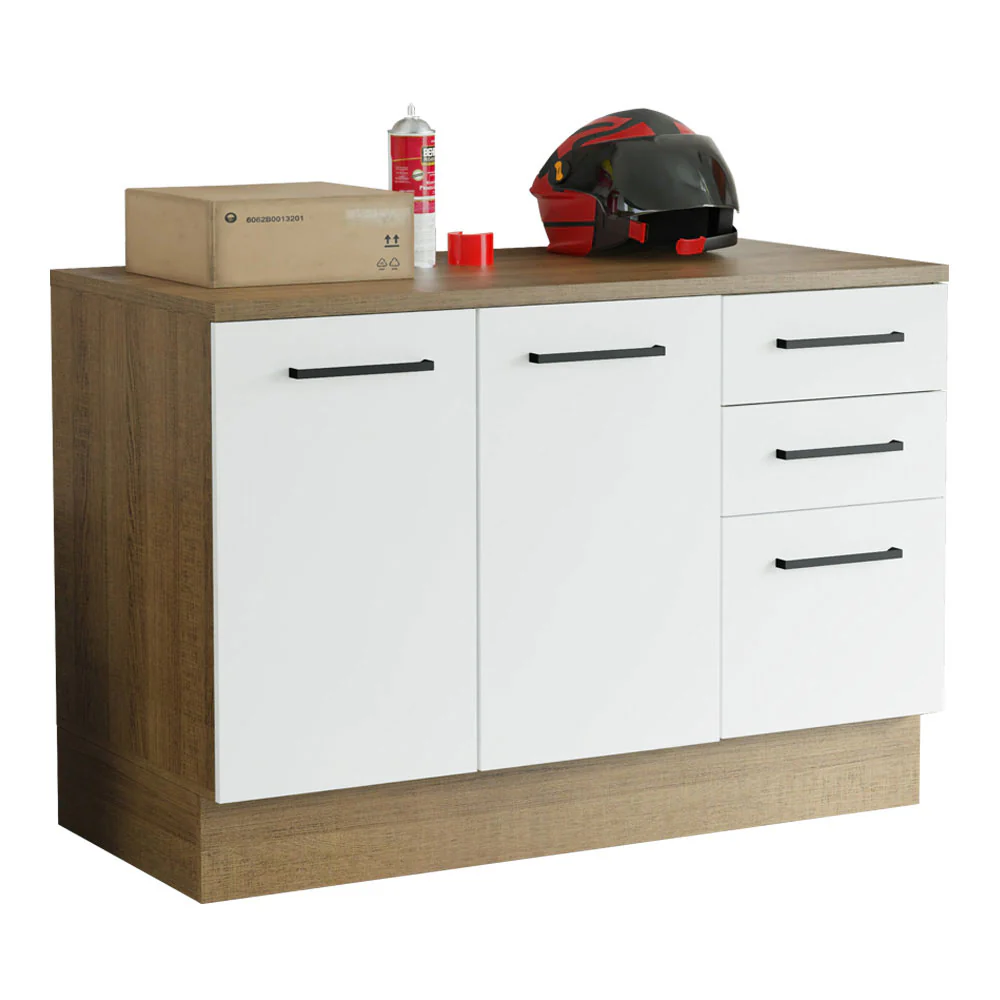 Bajo Mesada Multiuso Garaje 120cm (con Tapa) Marrón/Blanco - Image 3