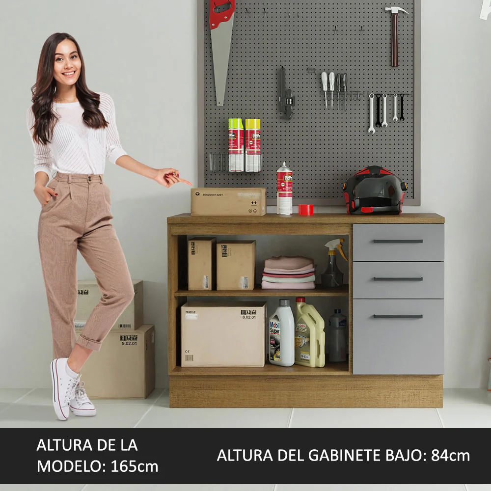 Bajo Mesada Multiuso Garaje 120cm (con Tapa) Marrón/Gris - Image 8
