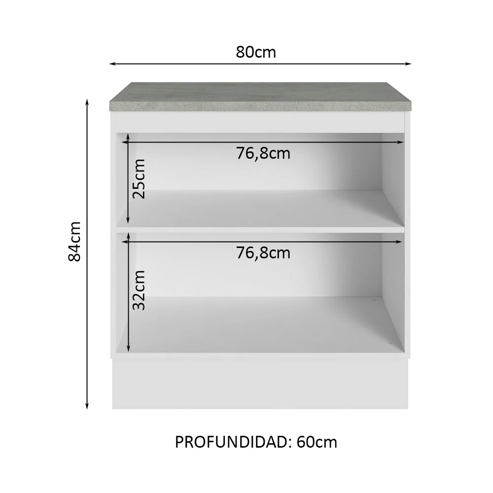 Bajo Mesada Multiuso Garaje 80cm (con Tapa) Blanco/Crema - Image 2