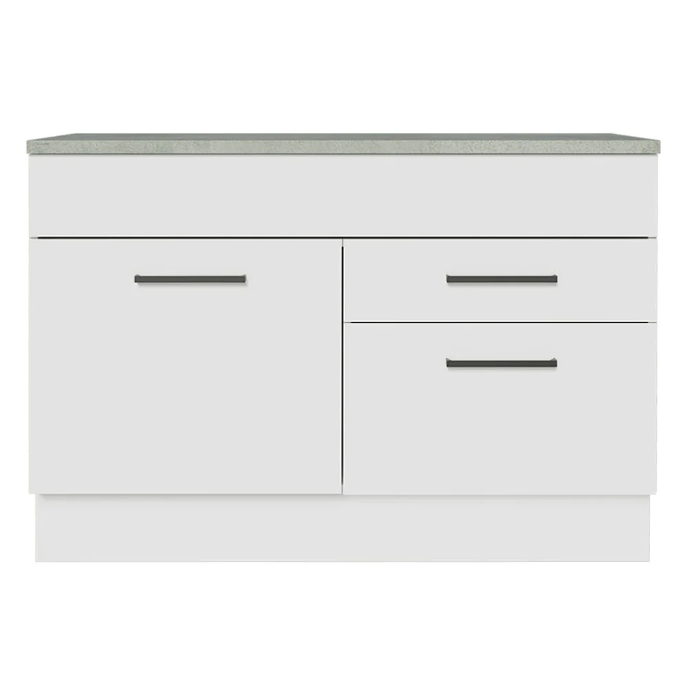 Bajo Mesada Cocina 120 cm 1 Puerta y 2 Cajones (Con Mesada) Blanco Agata Madesa - Image 6