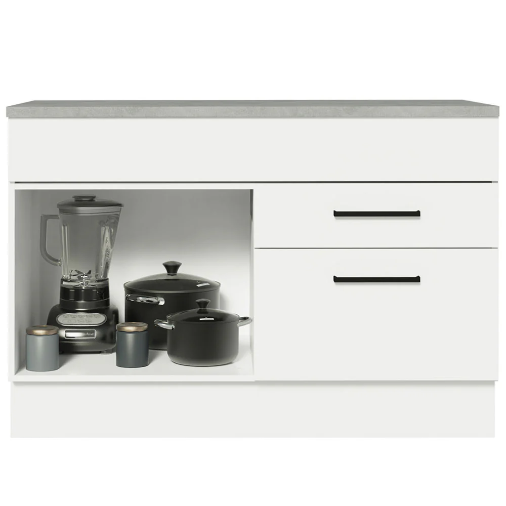 Bajo Mesada Cocina 120 cm 1 Puerta y 2 Cajones (Con Mesada) Blanco Agata Madesa - Image 8