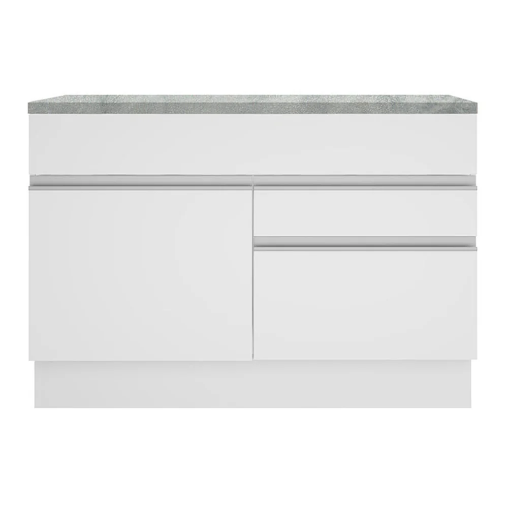 Bajo Mesada Cocina 120 cm 1 Puerta y 2 Cajones (Con Mesada) Blanco Glamy Madesa - Image 9