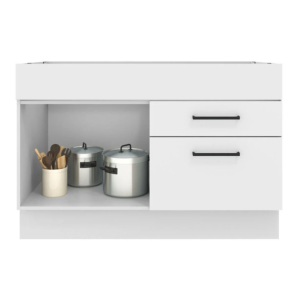 Bajo Mesada para Bacha 120 cm 1 Puerta y 2 Cajones (Sin Mesada y Bacha) Blanco Agata Madesa - Image 7