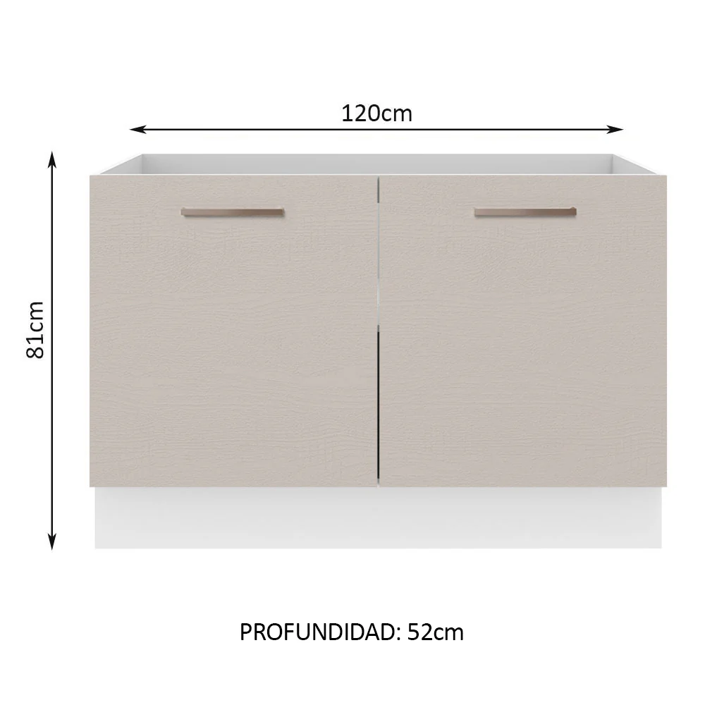 Bajo Mesada para Bacha 120 cm 2 Puertas (Sin Mesada y Bacha) Blanco/Crema Agata Madesa - Image 2