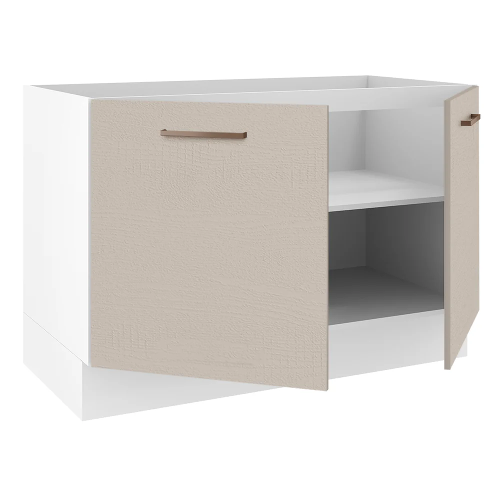 Bajo Mesada para Bacha 120 cm 2 Puertas (Sin Mesada y Bacha) Blanco/Crema Agata Madesa - Image 7