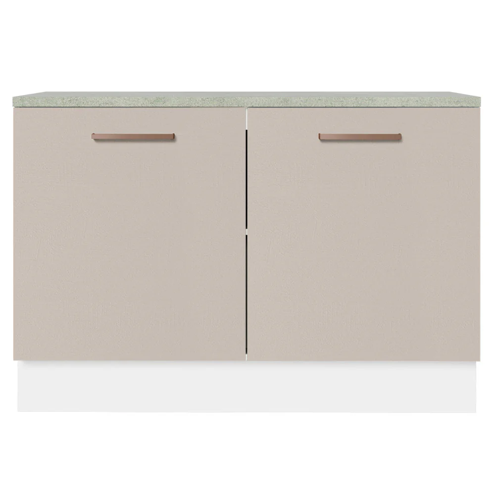 Bajo Mesada Cocina 120 cm 2 Puertas (Con Mesada) Blanco/Crema Agata Madesa - Image 6