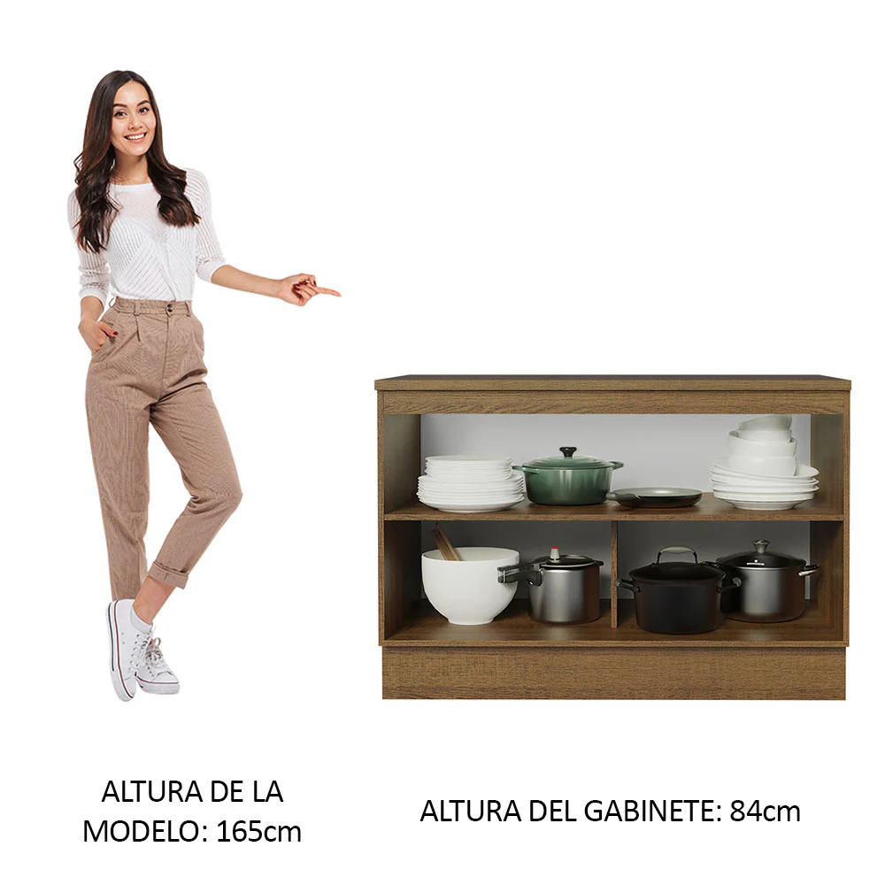 Bajo Mesada Cocina 120 cm 2 Puertas (Con Mesada) Marrón/Blanco Agata Madesa - Image 3