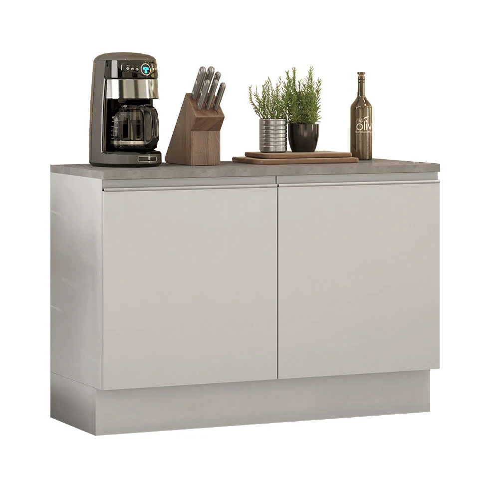 Bajo Mesada Cocina 120 cm 2 Puertas (Con Mesada) Blanco Glamy Madesa - Image 3