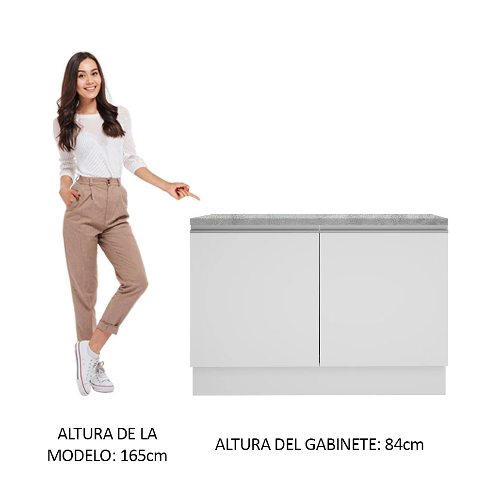 Bajo Mesada Cocina 120 cm 2 Puertas (Con Mesada) Blanco Glamy Madesa - Image 5