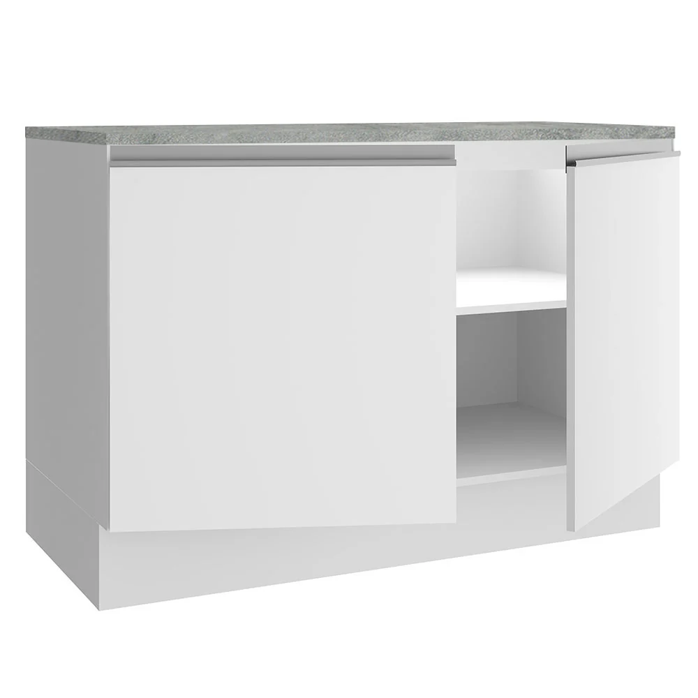 Bajo Mesada Cocina 120 cm 2 Puertas (Con Mesada) Blanco Glamy Madesa - Image 9