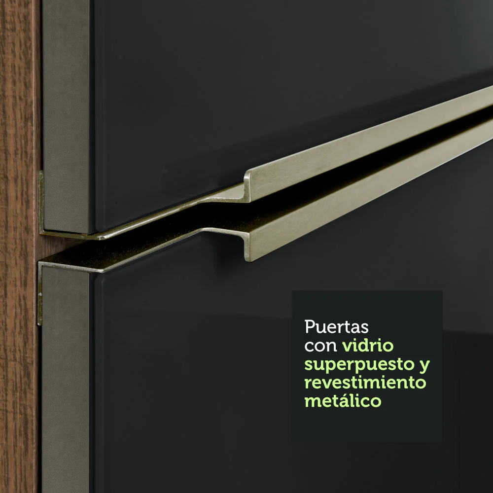 Bajo Mesada Cocina 120 cm x 60 cm, 2 Puertas (Con Mesada) Lux Marrón/Negro - Image 6
