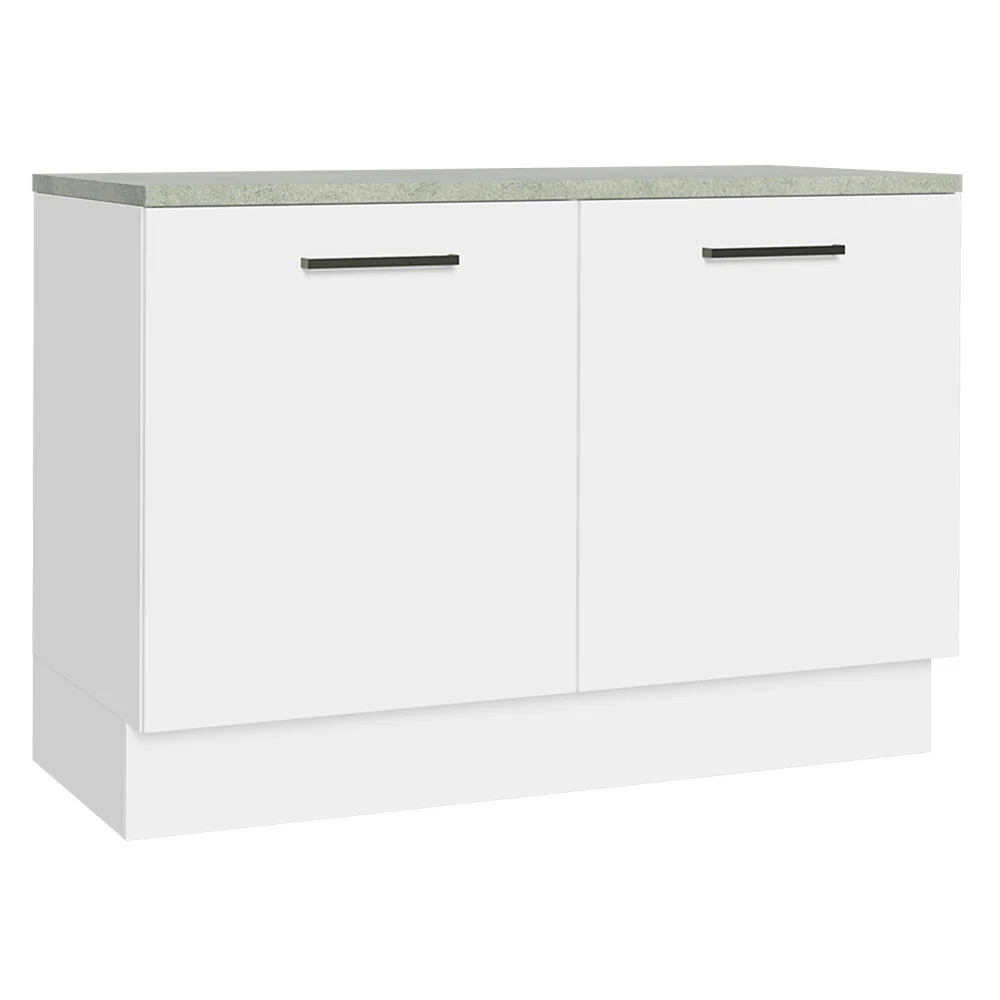 Bajo Mesada Cocina 120 cm 2 Puertas (Con Mesada) Blanco Agata Madesa