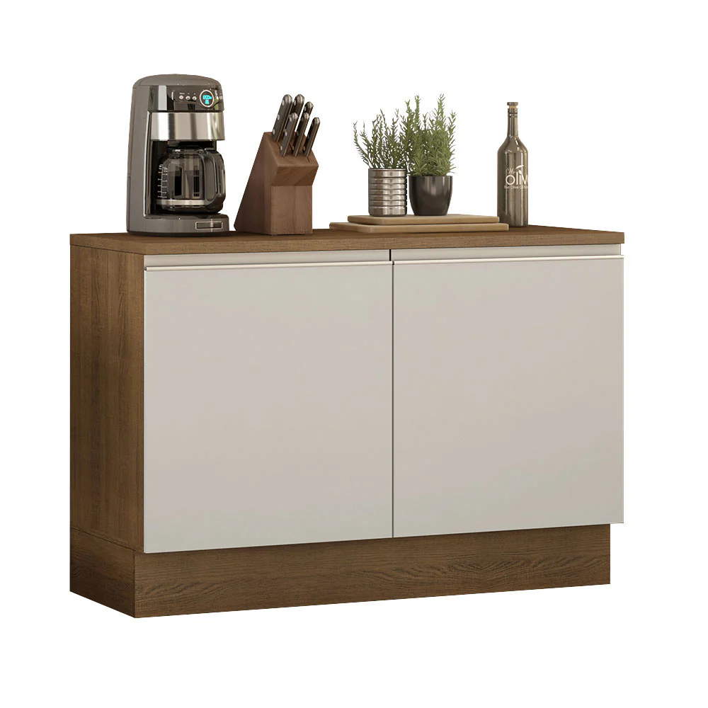 Bajo Mesada Cocina 120 cm 2 Puertas (Con Mesada) Marrón/Blanco Glamy Madesa - Image 2