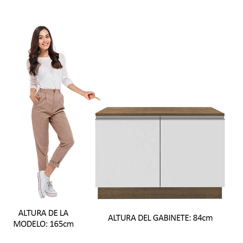 Bajo Mesada Cocina 120 cm 2 Puertas (Con Mesada) Marrón/Blanco Glamy Madesa - Image 6