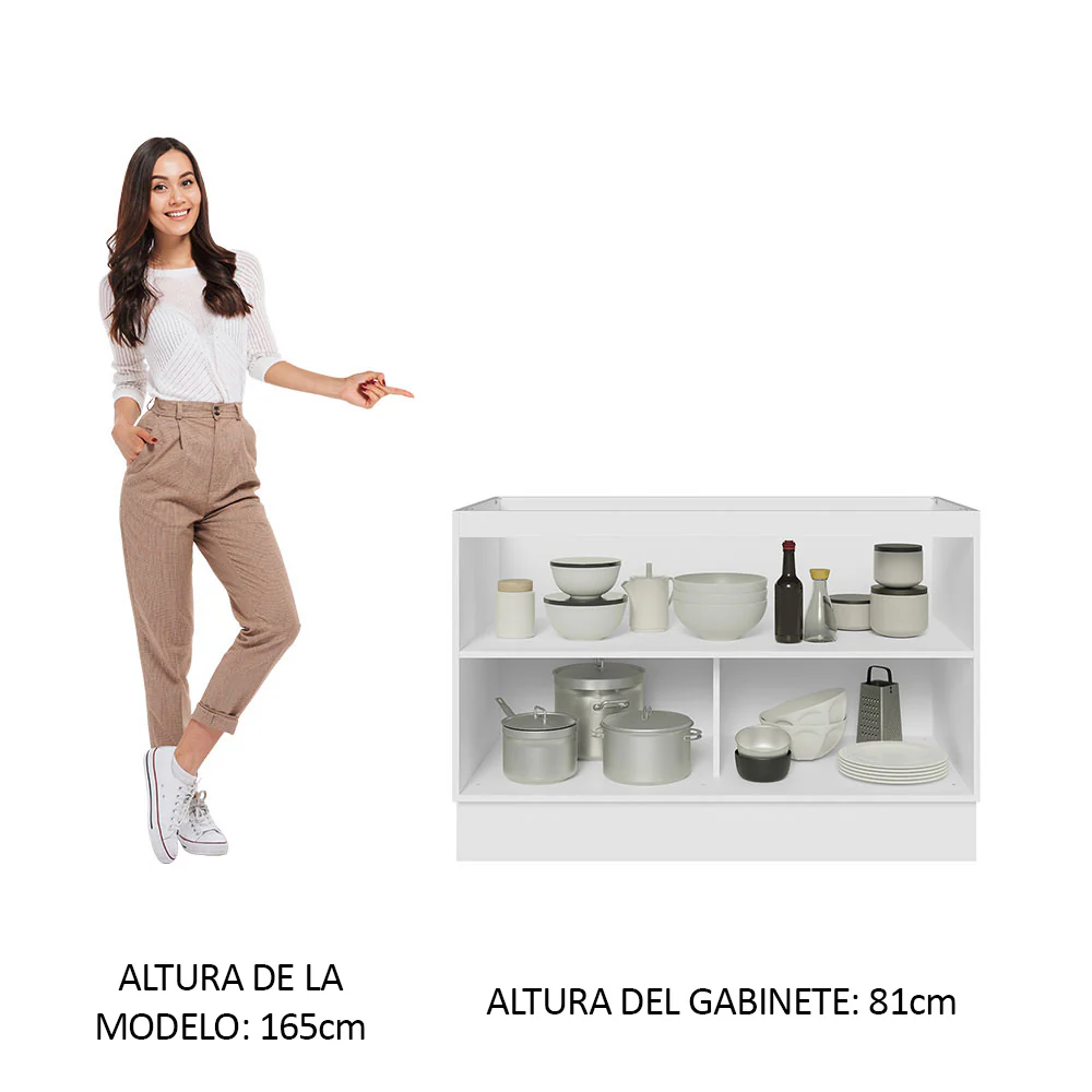 Bajo Mesada Cocina 120 cm  x 60 cm, 2 Puertas Lux Blanco/Negro - Image 7