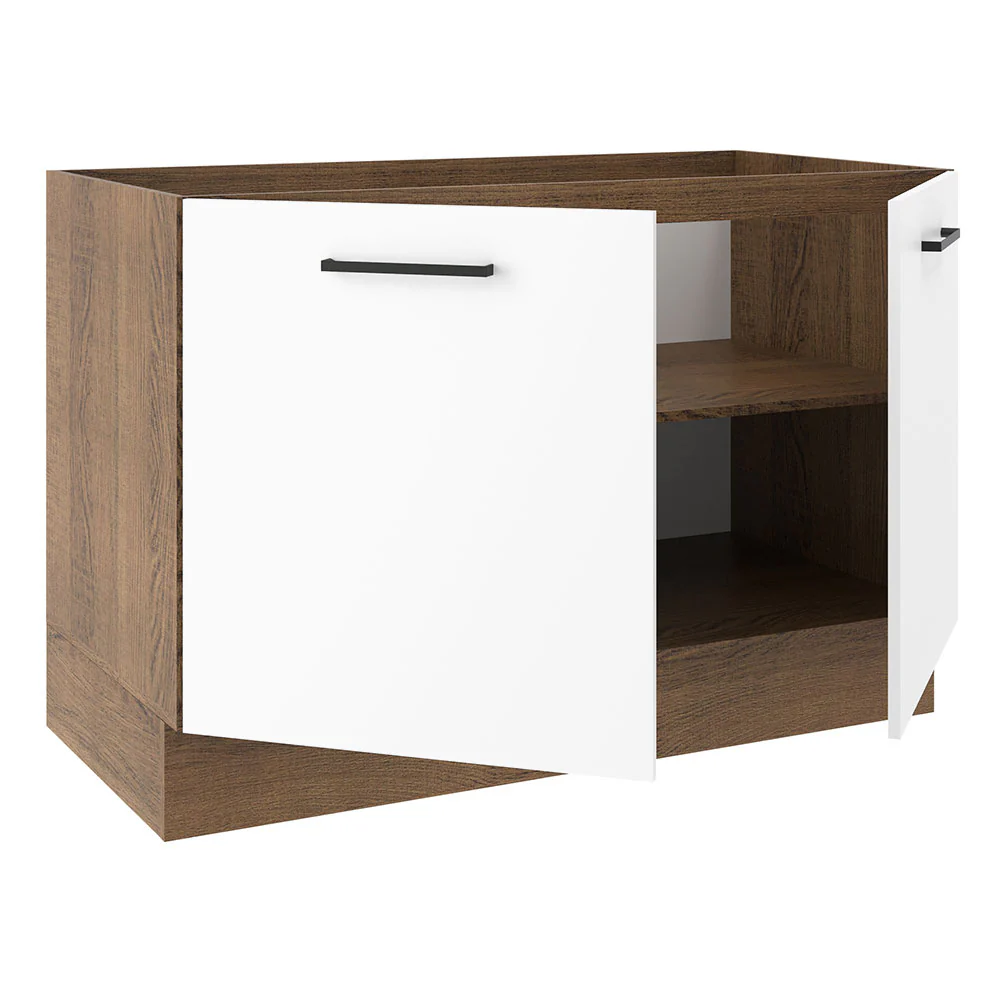Bajo Mesada para Bacha 120 cm 2 Puertas  (Sin Mesada y Bacha) Marrón/Blanco Agata Madesa - Image 6