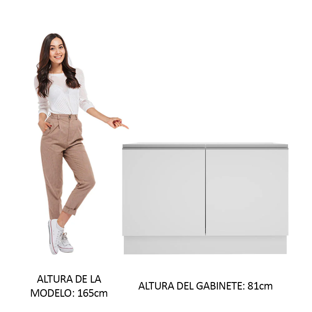 Bajo Mesada para Bacha 120 cm 2 Puertas (Sin Mesada y Bacha) Blanco Glamy Madesa - Image 8