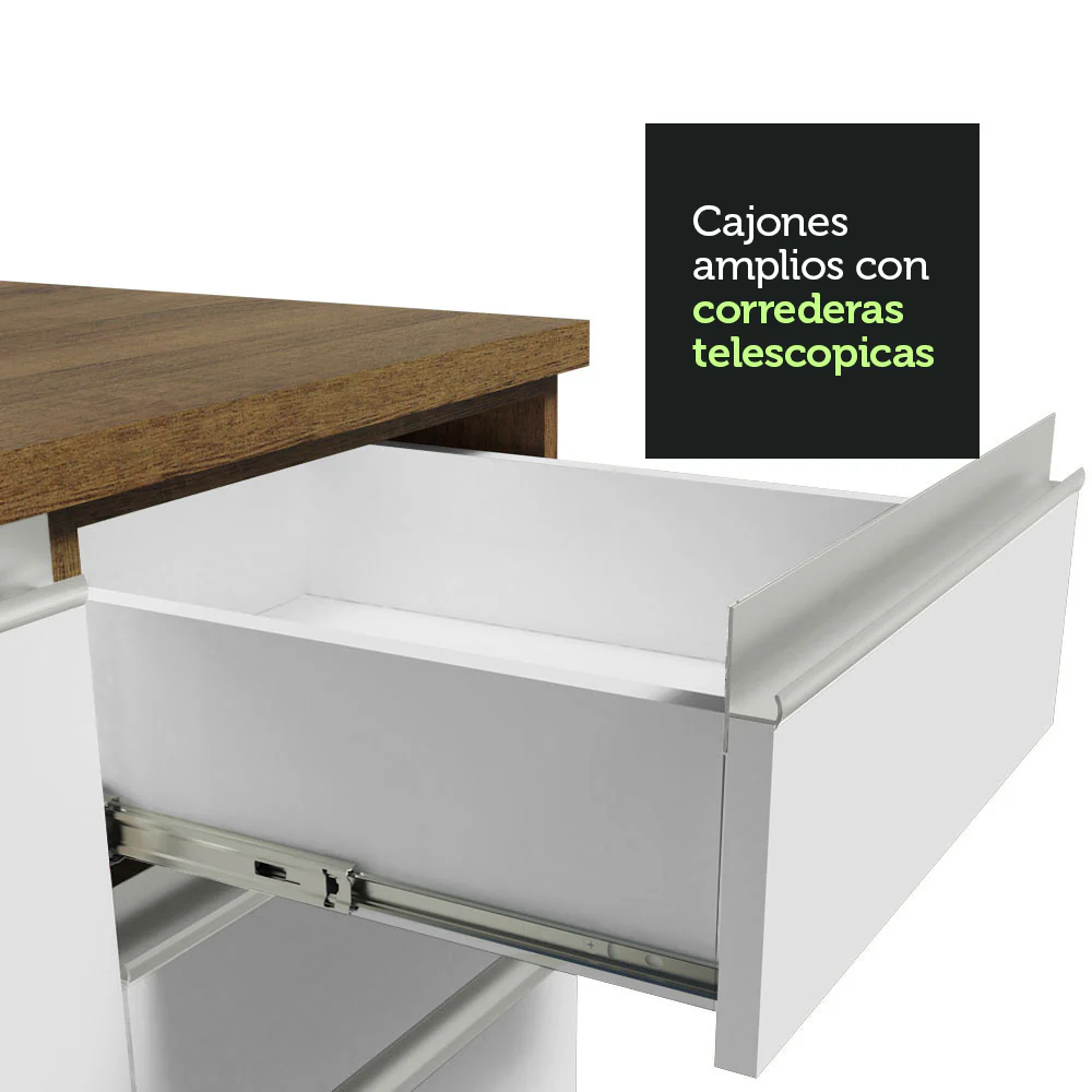 Bajo Mesada para Bacha 120 cm 2 Puertas y 3 Cajones (Sin Mesada y Bacha) Marrón/Blanco Glamy Madesa - Image 4