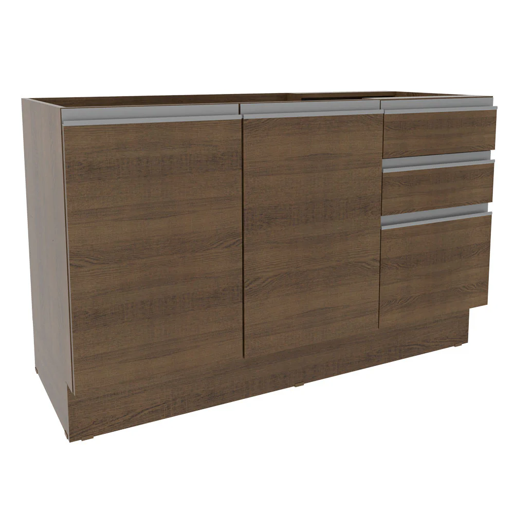 Bajo Mesada para Bacha 120 cm 2 Puertas y 3 Cajones (Sin Mesada y Bacha) Marrón Glamy Madesa