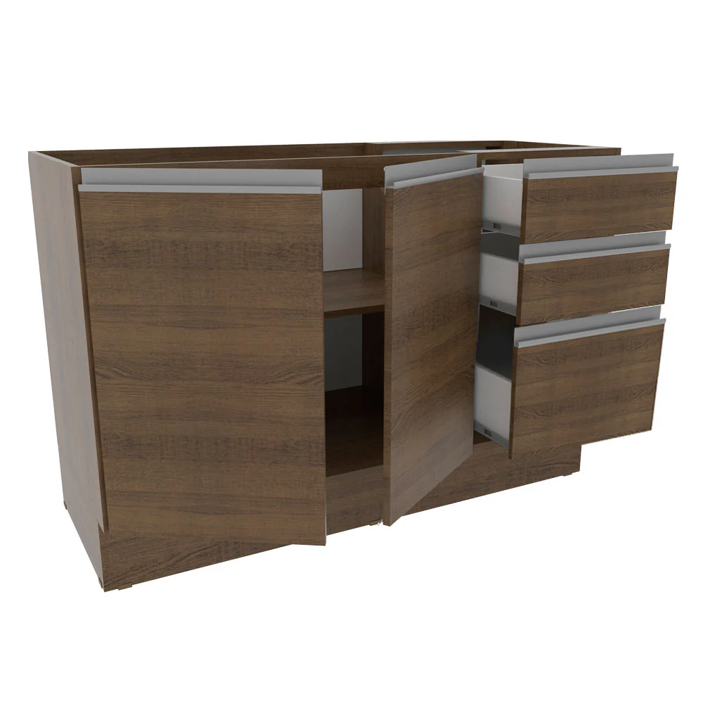 Bajo Mesada para Bacha 120 cm 2 Puertas y 3 Cajones (Sin Mesada y Bacha) Marrón Glamy Madesa - Image 8