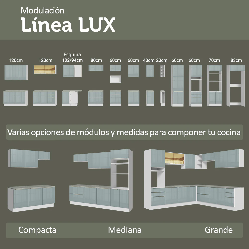 Bajo Mesada para Bacha 120 cm 2 Puetas 3 Cajones (Sin Mesada y Bacha) Blanco/Gris Lux Madesa - Image 9