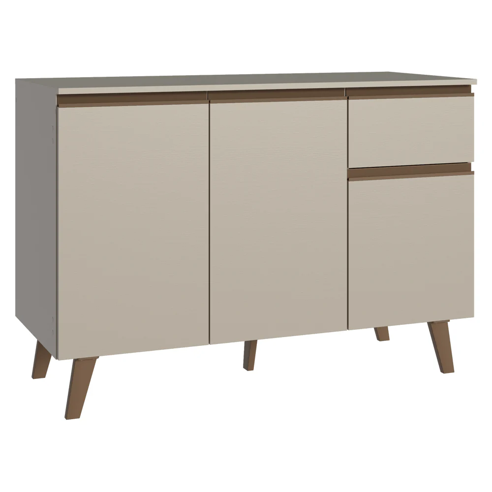 Bajo Mesada Cocina 120 cm 3 Puertas 1 Cajón Con Patas Nice Crema