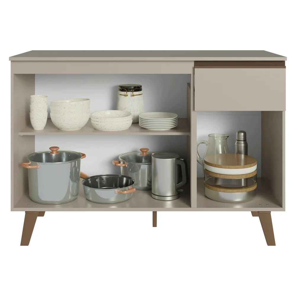 Bajo Mesada Cocina 120 cm 3 Puertas 1 Cajón Con Patas Nice Crema - Image 5