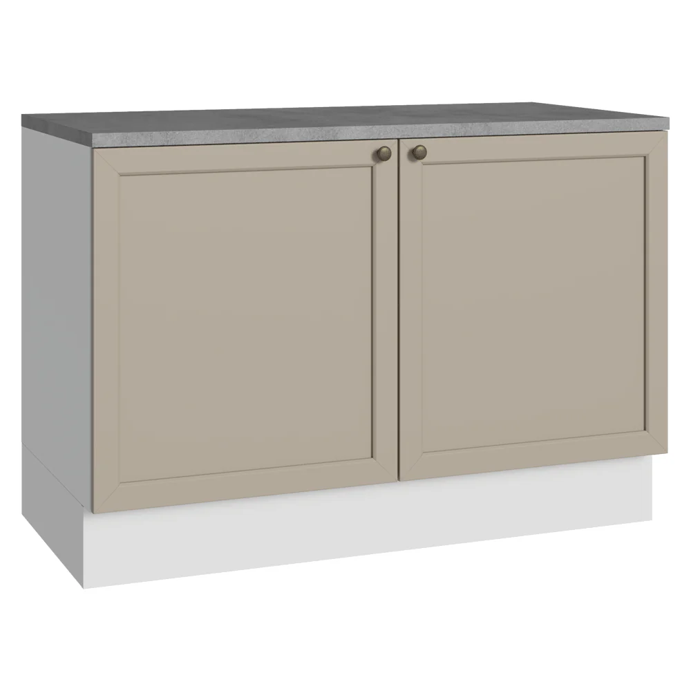 Bajo Mesada Cocina 120 cm (Con Mesada) Blanco/Crema Vik Madesa