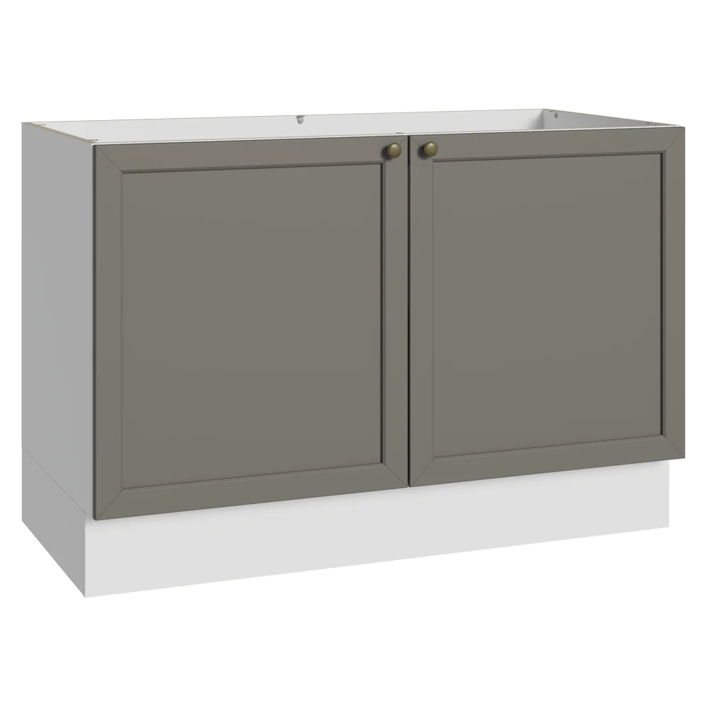 Bajo Mesada para Bacha 120 cm 2 Puertas (Sin Mesada) Blanco/Gris Vik Madesa