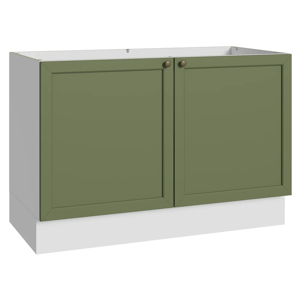 Bajo Mesada para Bacha 120 cm 2 Puertas (Sin Mesada y Bacha) Blanco/Verde Vik Madesa