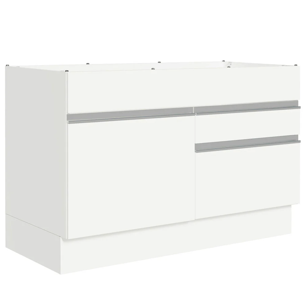 Bajo Mesada Cocina 120 x 60 cm 1 Puerta 2 Cajones Blanco (Sin Mesada) Glamy Madesa