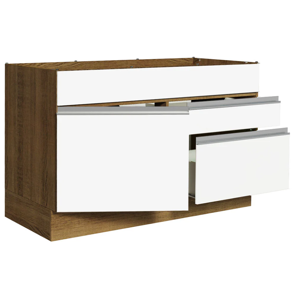 Bajo Mesada Cocina 120 x 60 cm 1 Puerta 2 Cajones Marrón/Blanco (Sin Mesada) Glamy Madesa - Image 7
