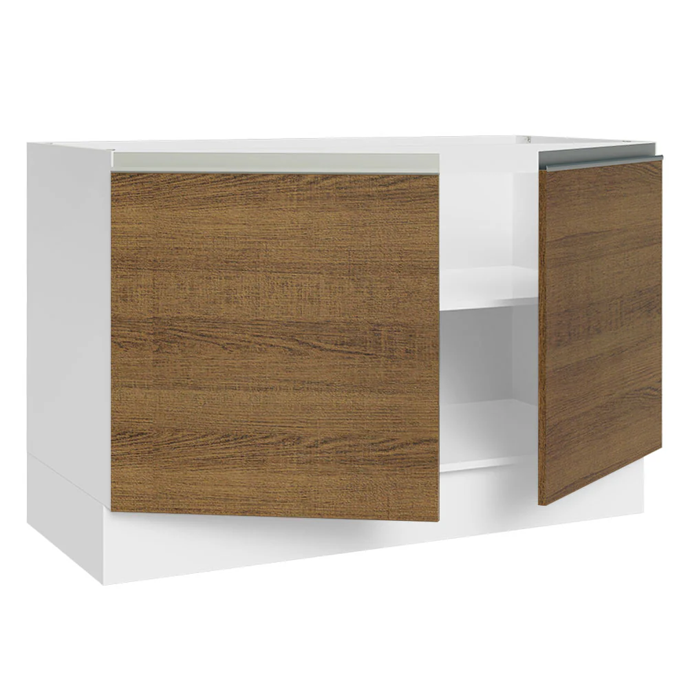 Bajo Mesada Cocina 120 x 60 cm 2 Puertas (Sin Mesada) Blanco/Marrón Glamy Madesa - Image 6
