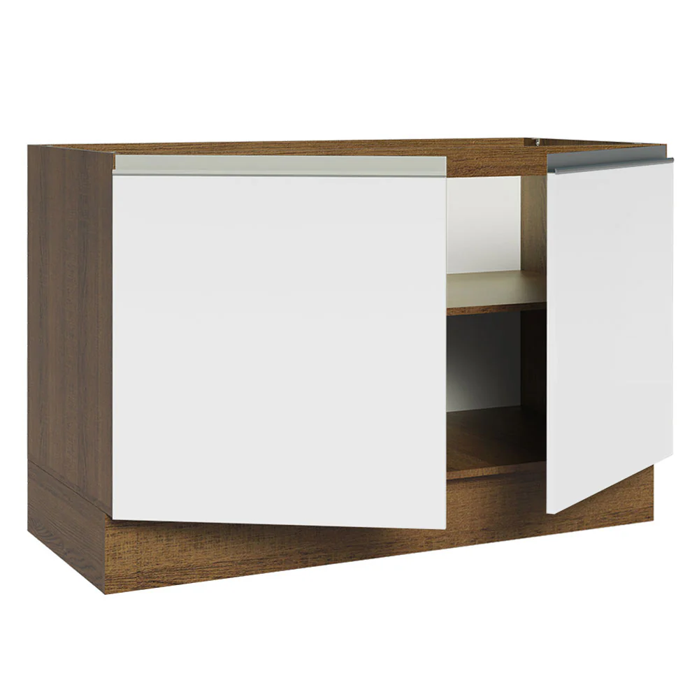 Bajo Mesada Cocina 120 x 60 cm 2 Puertas (Sin Mesada) Marrón/Blanco Glamy Madesa - Image 6