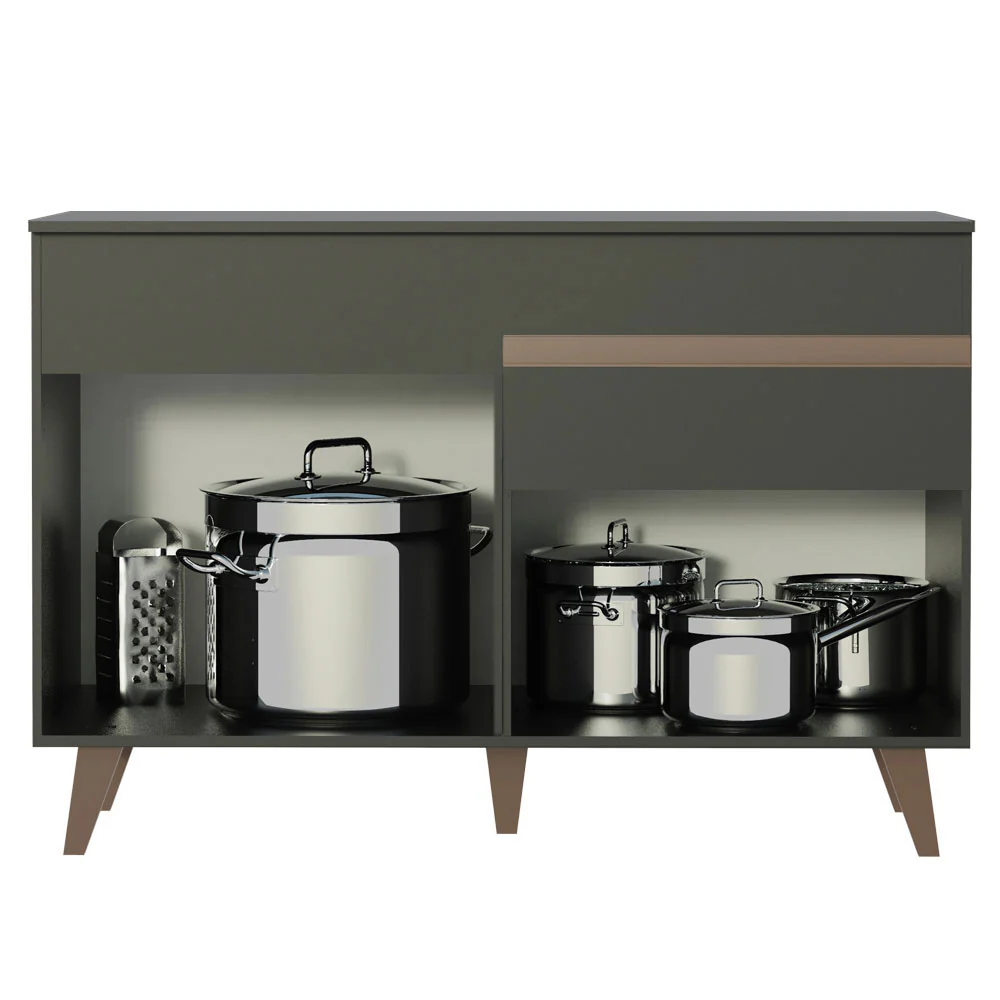 Bajo Mesada Cocina 120 cm 2 Puertas y 1 Cajón Negro Reims Madesa - Image 3