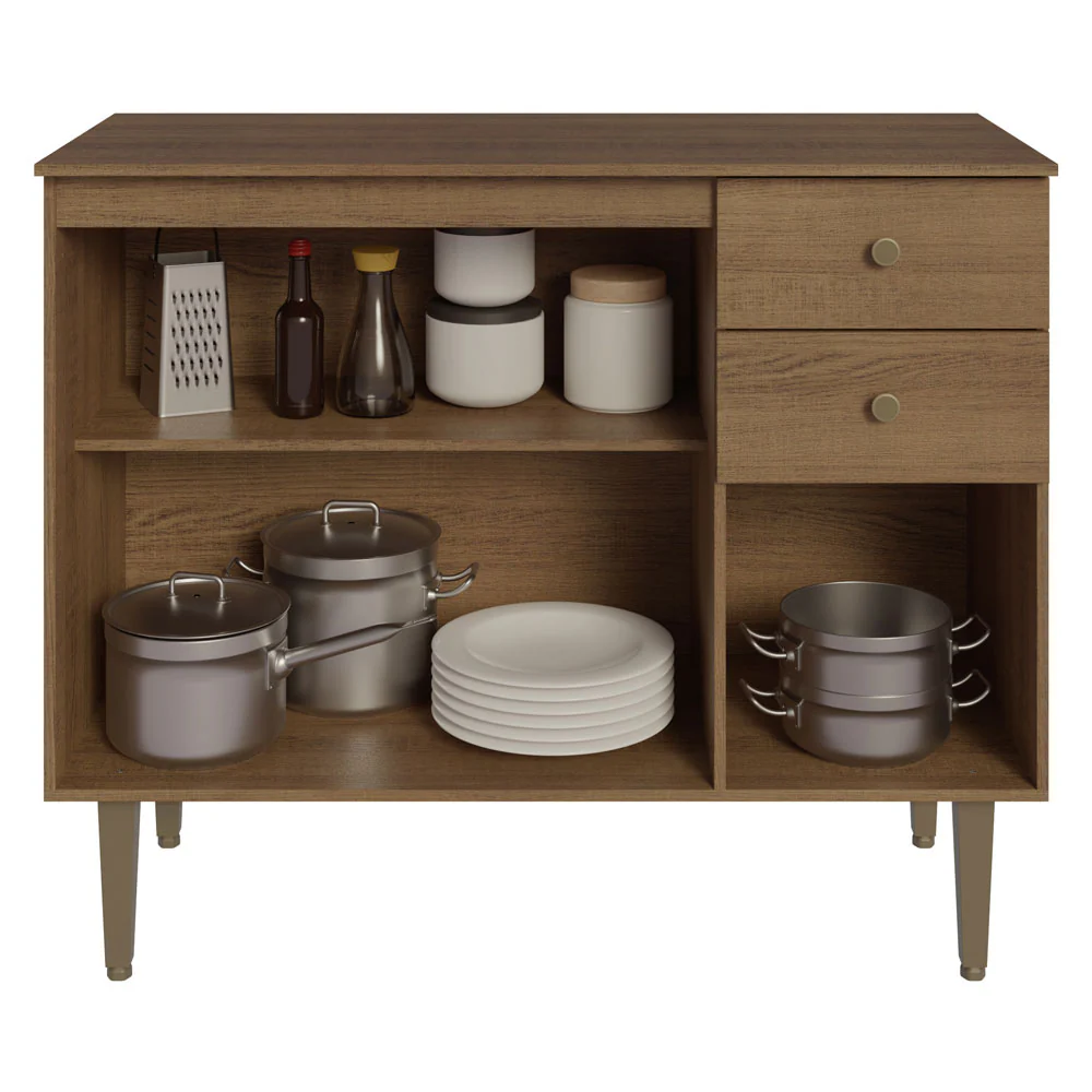 Bajo Mesada para Bacha 3 Puertas y 2 Cajones 105cm Marrón Gourmet - Image 5