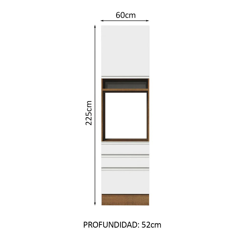 Mueble de Conina Para Horno Madesa Glamy 60 cm 1 Puerta y 3 Cajones Marrón/Blanco - Image 2