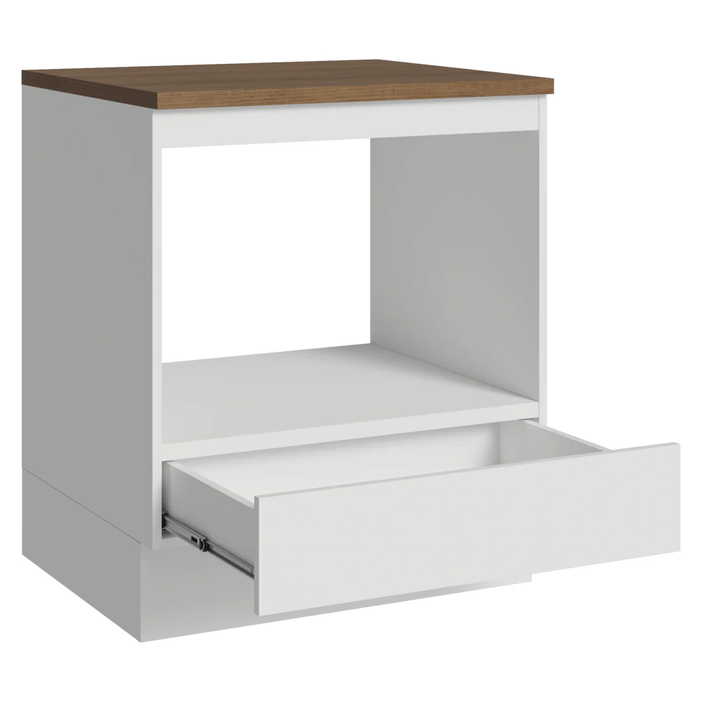 Bajo Mesada para Horno/Microondas 70 cm 1 Cajón Blanco Mesada Marrón - Image 5