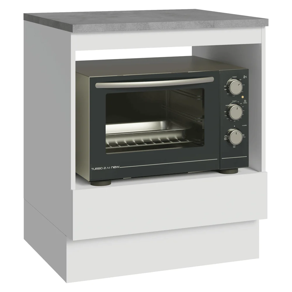 Bajo Mesada para Horno/Microondas 70 x 60 cm 1 Cajón (Con Mesada) Blanco Madesa