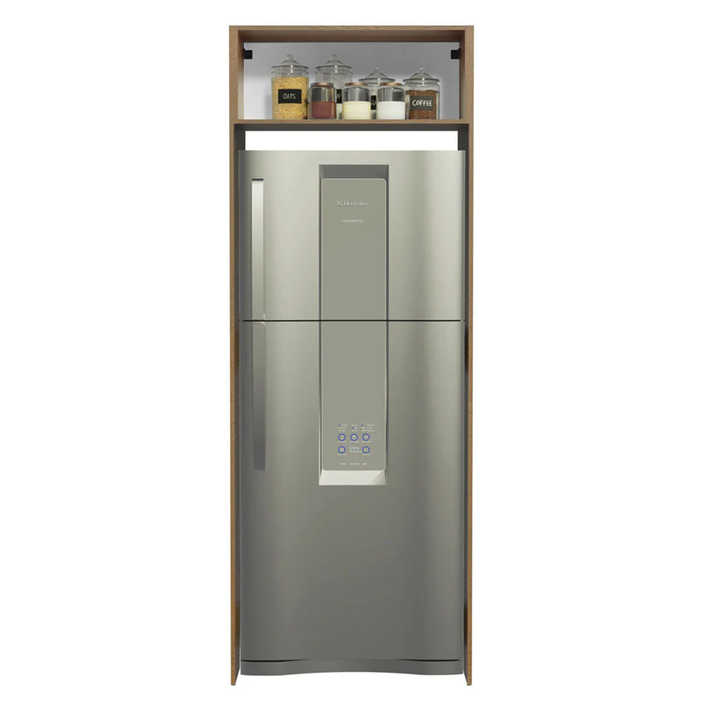 Mueble de Cocina Para Heladera Madesa Glamy 1 Puerta Rebatible Marrón/Blanco - Image 3